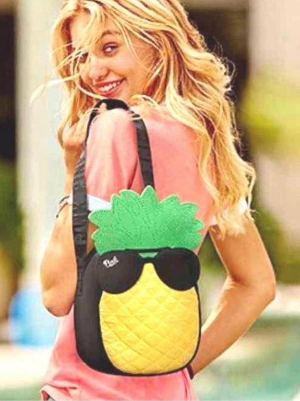 NEW Victoria's Secret PINK Pineapple Beach Cooler Bag Tote Shoulder Lunch Picnic